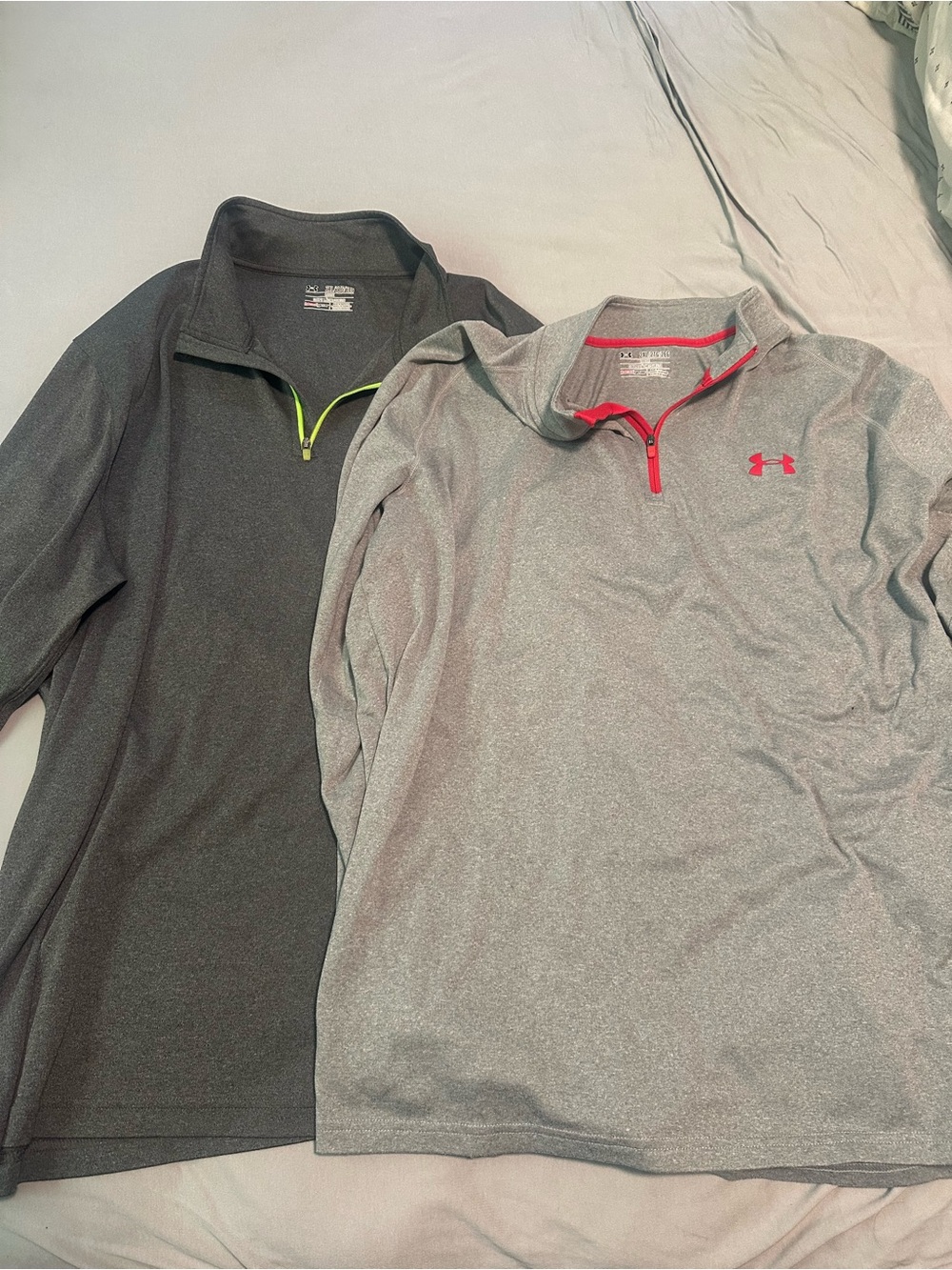 Set of 2 Under Armour Men’s Gray and Dark Gray Quarter-Zip Pullovers 2XL